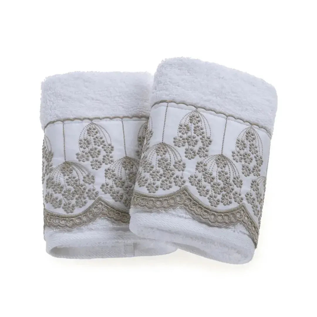 Jogo 2 Toalhas Lavabo Raffinato Bordado Branco Sortido Trussardi