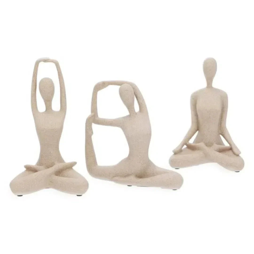 Jogo 3 Esculturas Yoga em Poliresina Mart