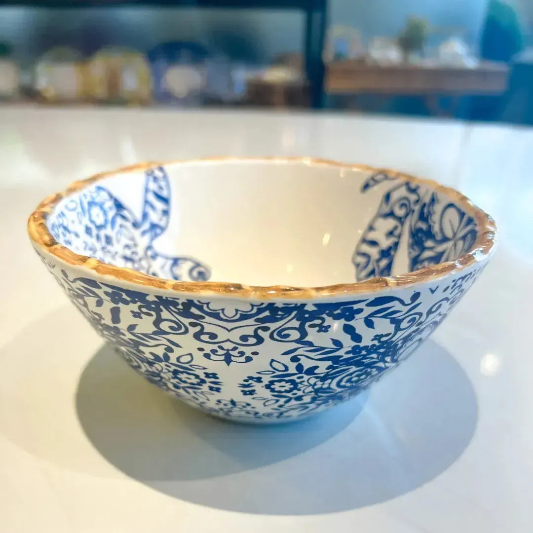 Jogo 4 Bowls Cereal Cerâmica Dolce Mare Azulejo Português Vermelho 14,5cm Maison Blanche