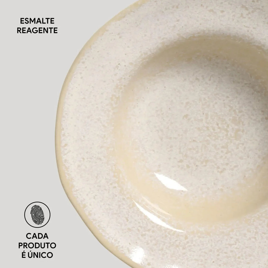 Jogo 4 Mini Pratos Chapéu Orgânico Latte 250ml 19x5,5cm Porto Brasil