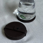 Jogo 4 Porta Copos Redondo Couro Vegano Montana Preto