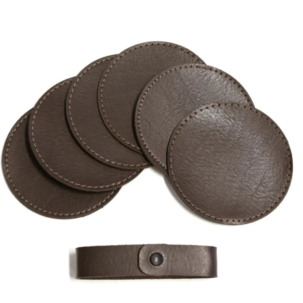 Jogo 4 Porta Copos Redondo Couro Vegano Montana Preto