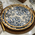 Jogo 4 Pratos Rasos Cerâmica Dolce Mare Azulejo Português Vermelho 27,5cm Maison Blanche