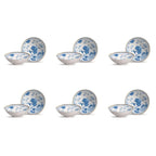 Jogo 6 Bowls Cerâmica Chinese Blue Filete Ouro 300ml Alleanza