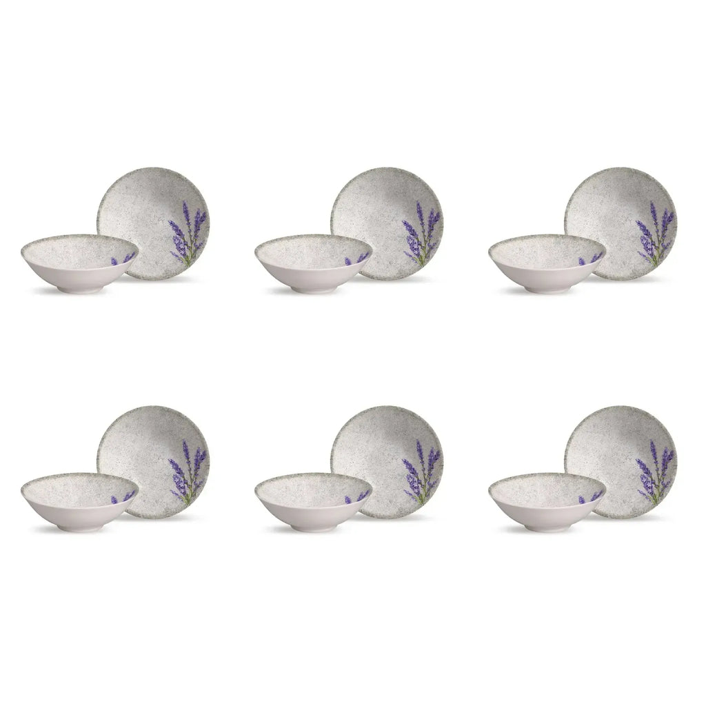 Jogo 6 Bowls Cerâmica Decorado Alfazema 300ml Alleanza