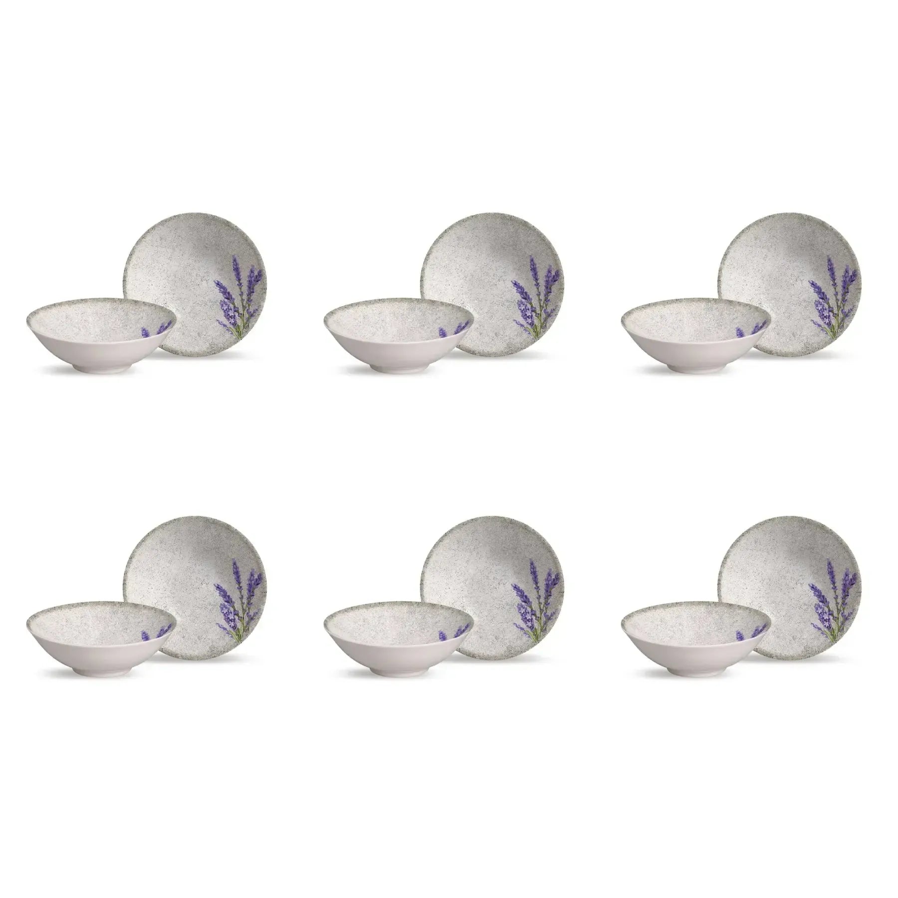 Jogo 6 Bowls Cerâmica Decorado Alfazema 300ml Alleanza