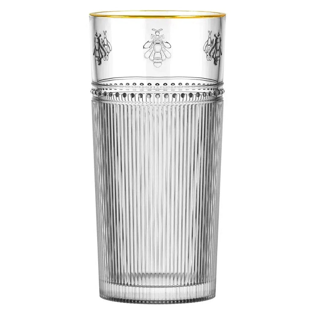 Jogo 6 Copos Altos de Vidro Gold Rim Abelha L'Hermitage 350ml