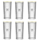 Jogo 6 Copos Altos em Vidro Gold Rim Borboleta 350ml L'Hermitage