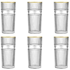 Jogo 6 Copos Altos em Vidro Gold Rim Libélula 350ml L'Hermitage