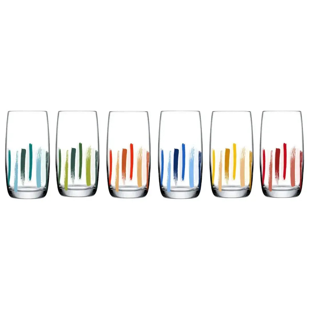 Jogo 6 Copos Long Drink em Cristal Ecológico Piuma 370ml Colors