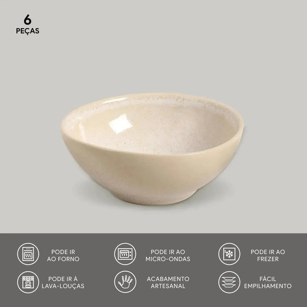 Jogo 6 Cumbucas Coup Stoneware Orgânico Latte 13,5x5,5cm Porto Brasil