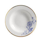 Jogo 6 Pratos Fundo Relevo Cerâmica Adelaide Filete Ouro 25cm Alleanza