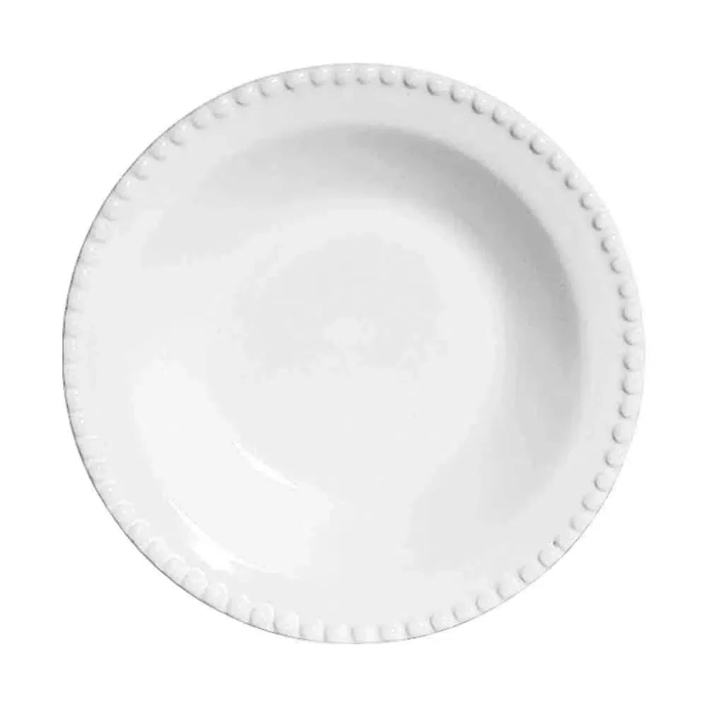 Jogo 6 Pratos Fundos Cerâmica Bolinha Branco 22cm Scalla