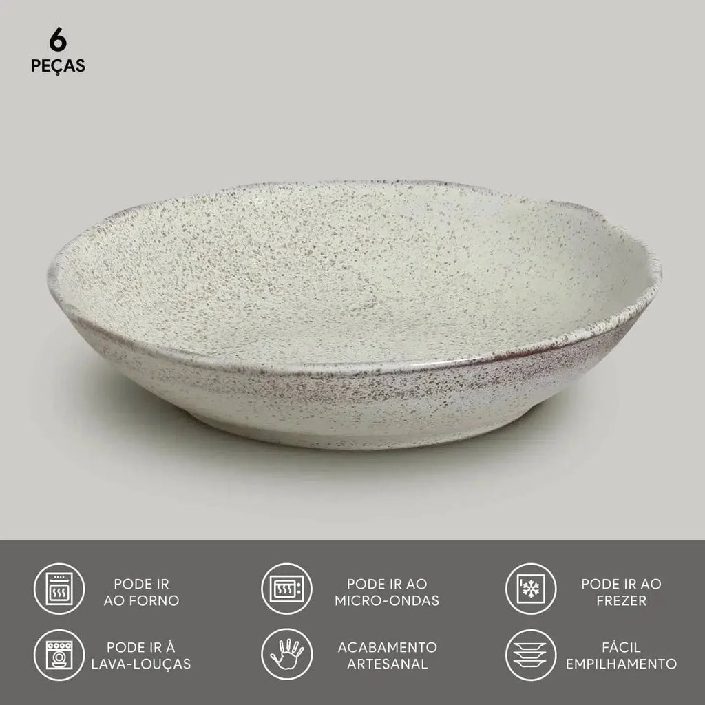 Jogo 6 Pratos Fundos Stoneware Bio Pistache 22,5cm Porto Brasil