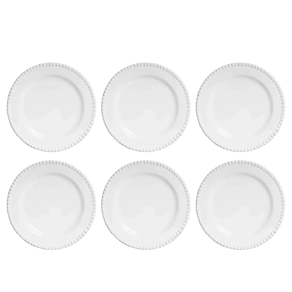 Jogo 6 Pratos Rasos Cerâmica Bolinha Verde 27,5cm Scalla
