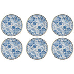Jogo 6 Pratos Rasos Cerâmica Chinese Blue B Filete Ouro 29cm Alleanza