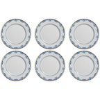 Jogo 6 Pratos Rasos Cerâmica Chinese Blue Filete Ouro 29cm Alleanza