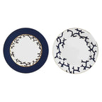 Jogo 6 Pratos Rasos Cerâmica Coral Blue (Azul e Branco com Azul) 27cm Scalla