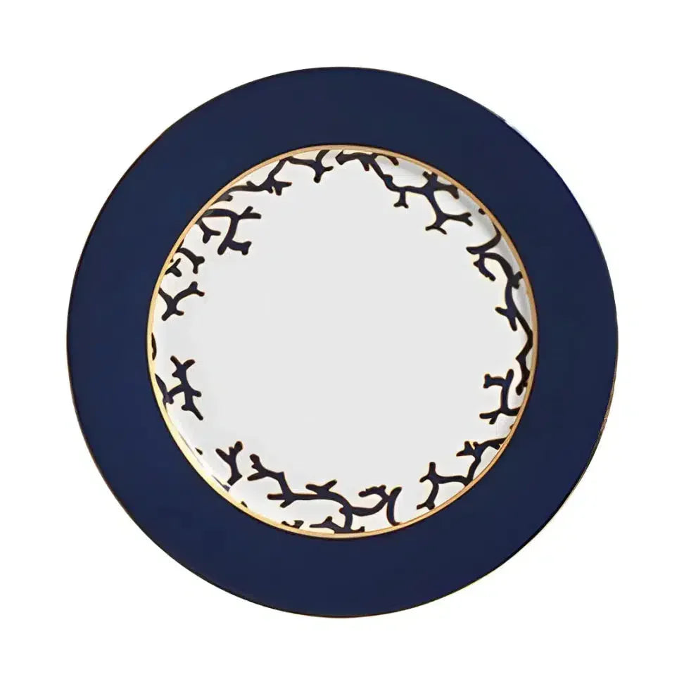 Jogo 6 Pratos Rasos Cerâmica Coral Blue (Azul e Branco com Azul) 27cm Scalla