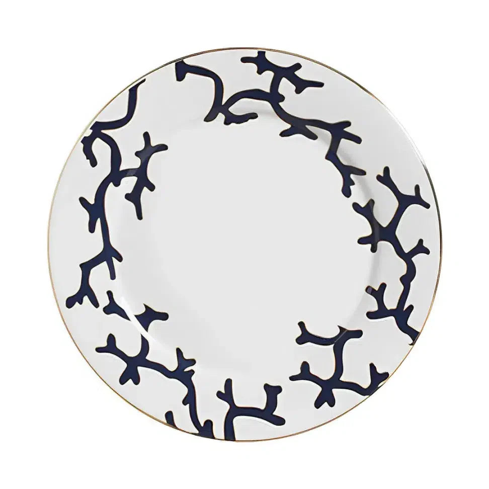 Jogo 6 Pratos Rasos Cerâmica Coral Blue (Azul e Branco com Azul) 27cm Scalla