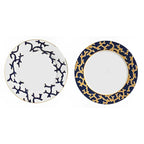 Jogo 6 Pratos Rasos Cerâmica Coral Blue (Branco com Azul e Azul com Amarelo) 27cm Scalla