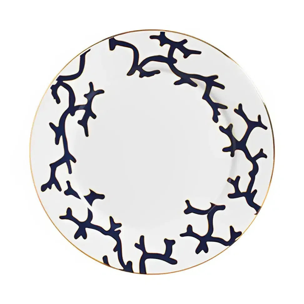 Jogo 6 Pratos Rasos Cerâmica Coral Blue (Branco com Azul e Azul com Amarelo) 27cm Scalla