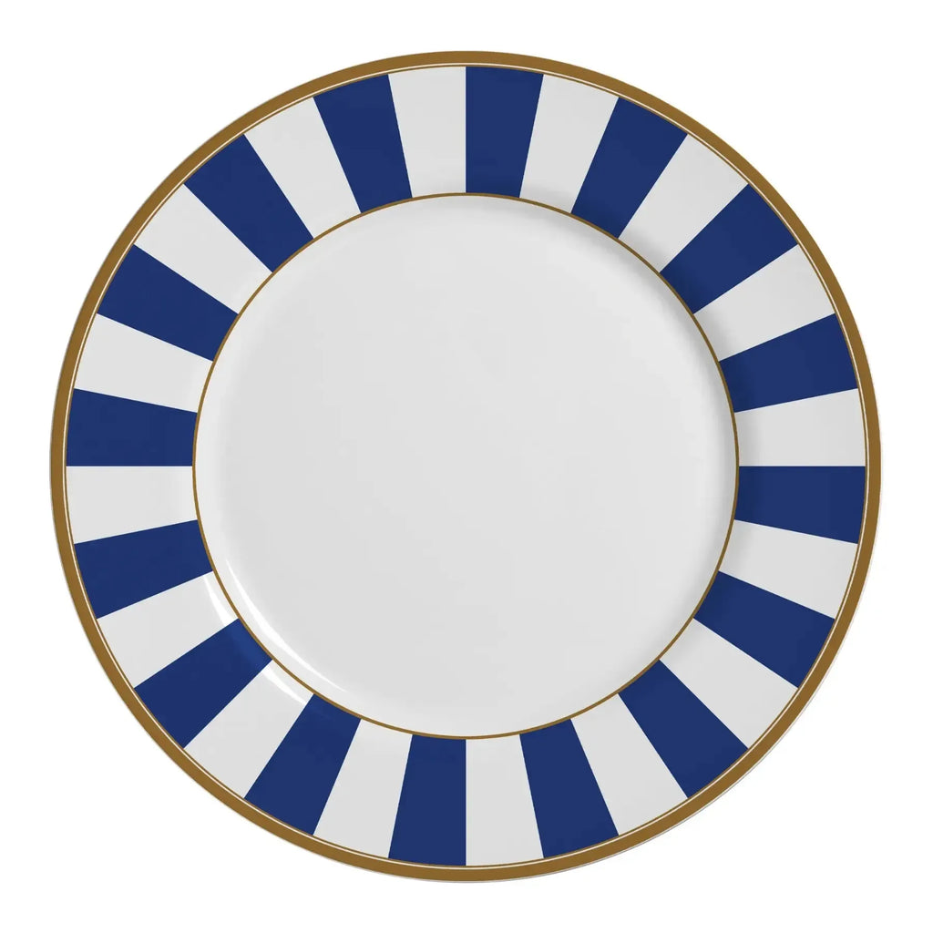 Jogo 6 Pratos Rasos Cerâmica Stripe Azul 29cm Alleanza