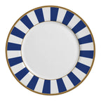 Jogo 6 Pratos Rasos Cerâmica Stripe Azul 29cm Alleanza