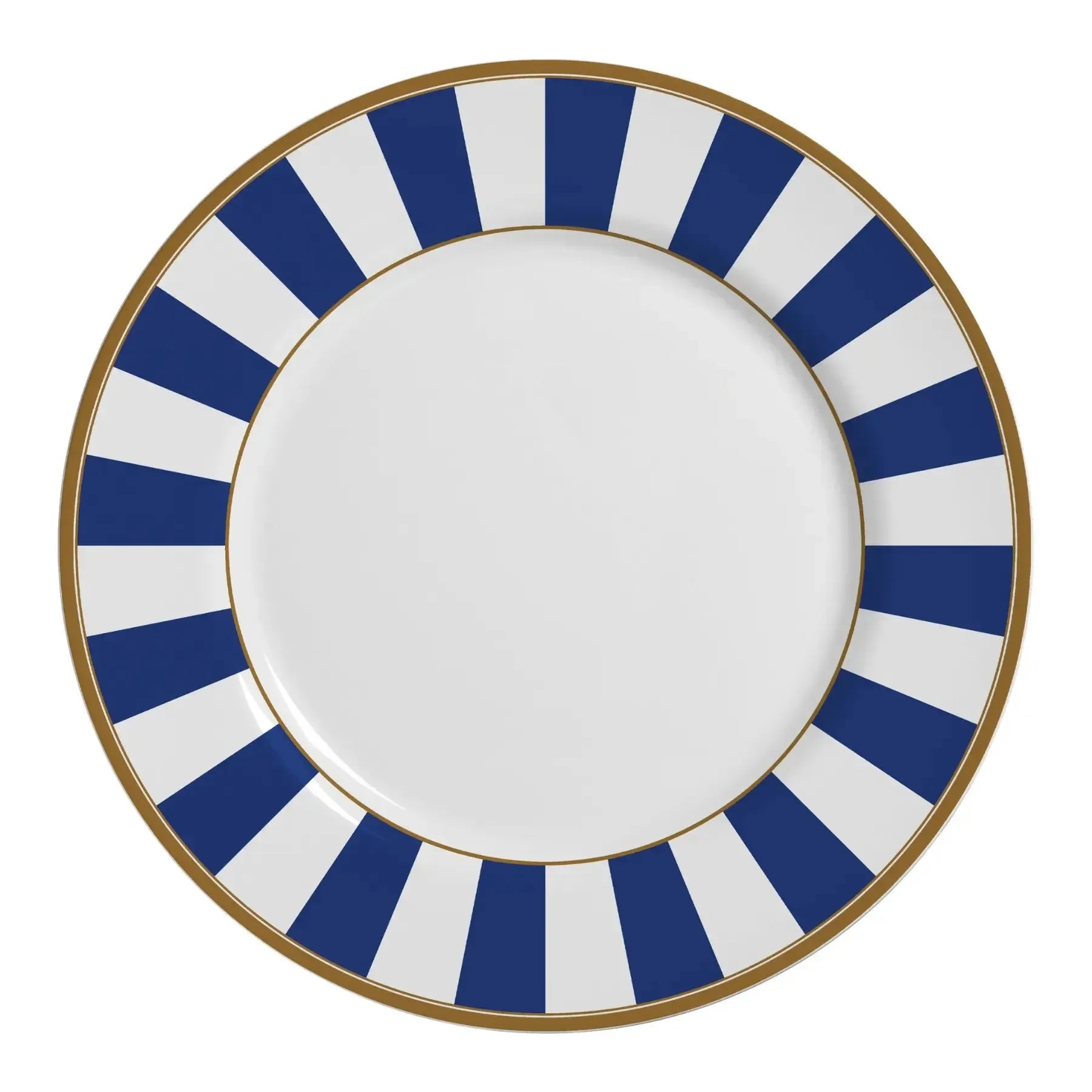 Jogo 6 Pratos Rasos Cerâmica Stripe Azul 29cm Alleanza