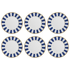 Jogo 6 Pratos Rasos Cerâmica Stripe Azul 29cm Alleanza