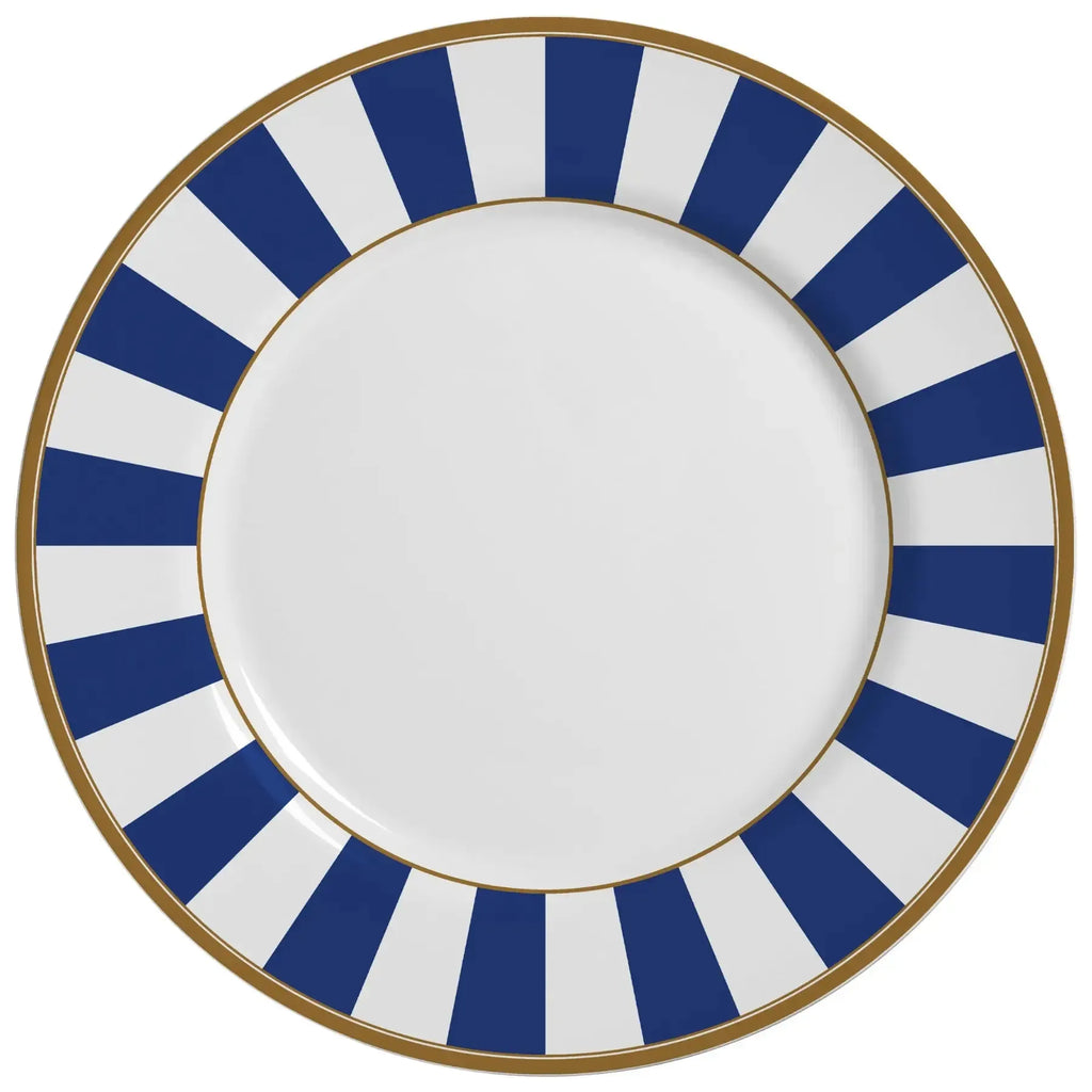 Jogo 6 Pratos Rasos Cerâmica Stripe Azul 29cm Alleanza