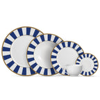 Jogo 6 Pratos Rasos Cerâmica Stripe Azul 29cm Alleanza
