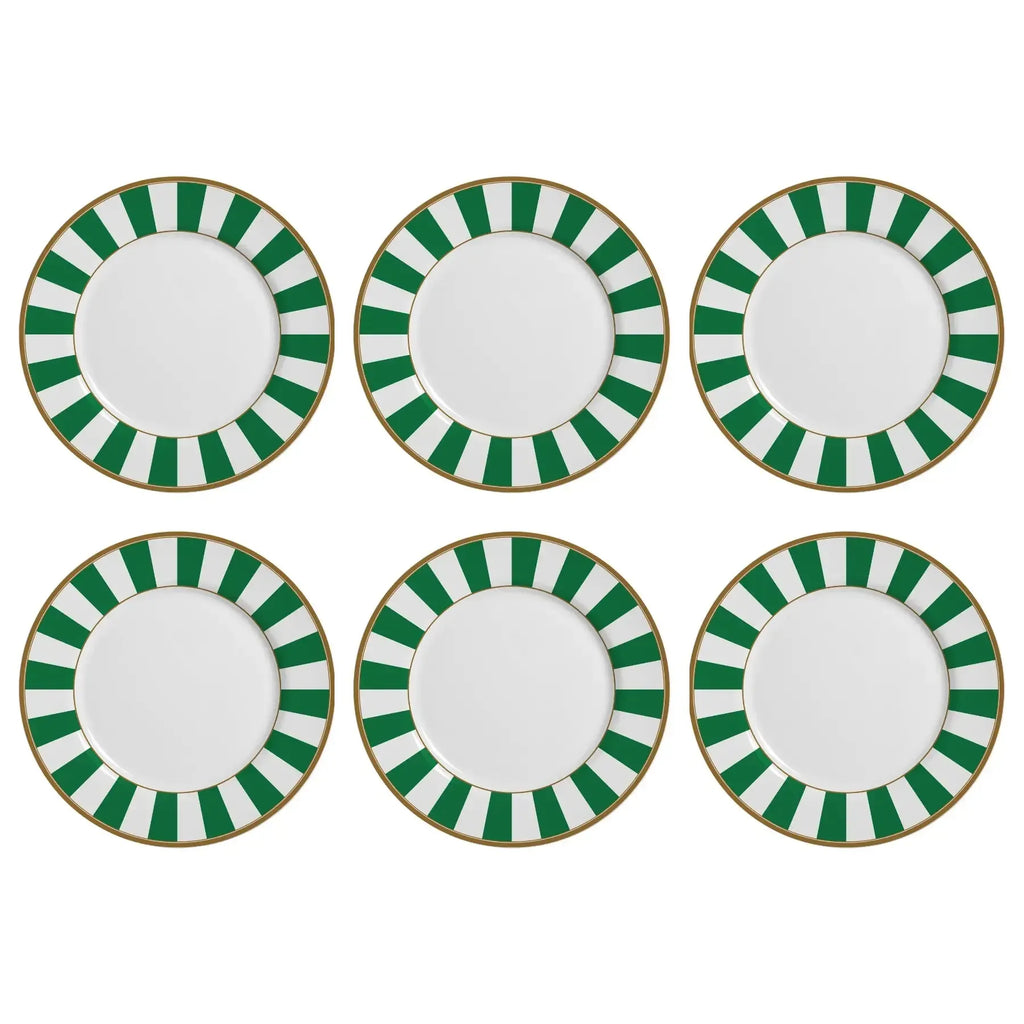 Jogo 6 Pratos Rasos Cerâmica Stripe Azul 29cm Alleanza