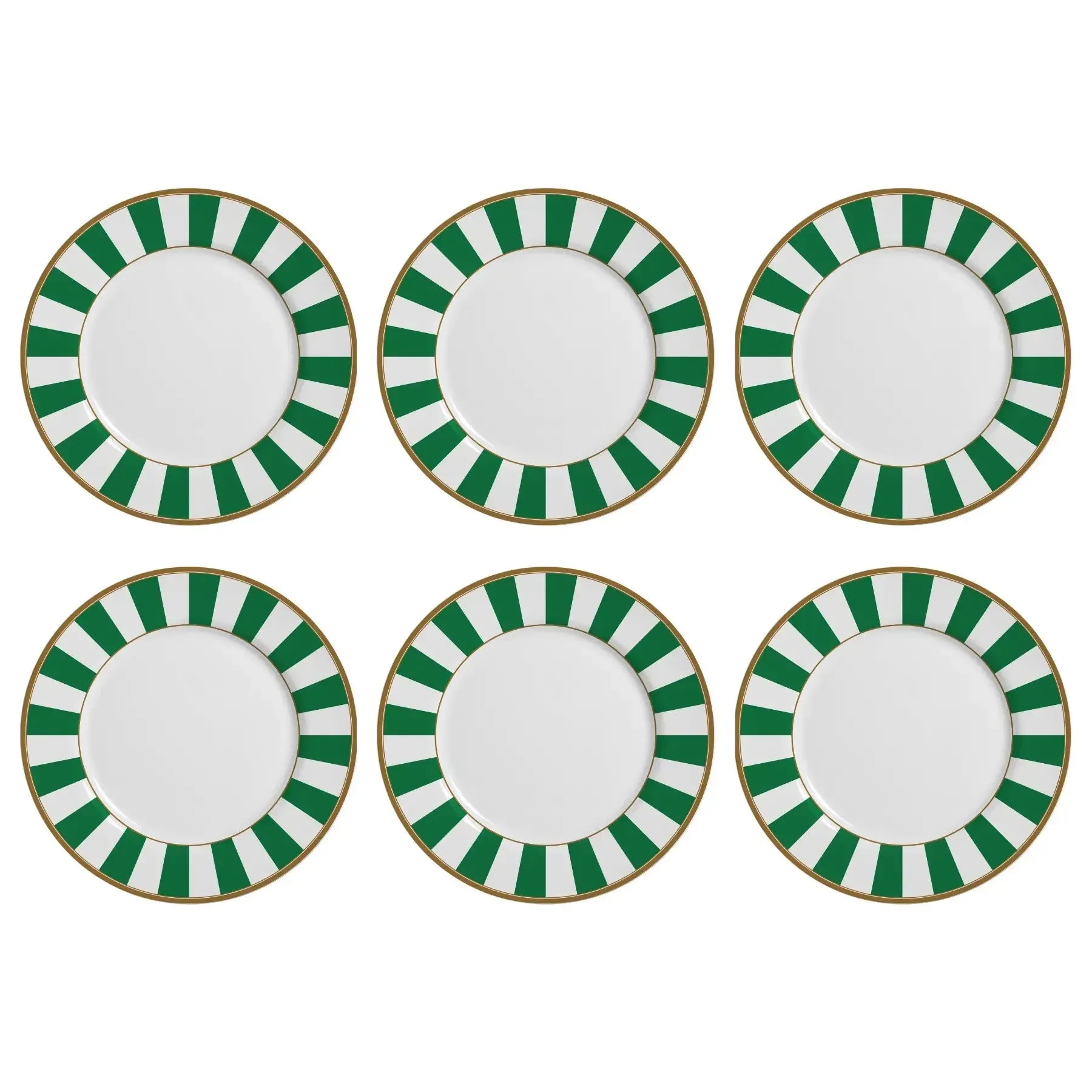 Jogo 6 Pratos Rasos Cerâmica Stripe Azul 29cm Alleanza