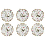 Jogo 6 Pratos Rasos Cerâmica Sweet Bird Filete Ouro 29cm Alleanza