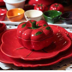 Jogo 6 Pratos Rasos Cerâmica Tomate 27cm Scalla