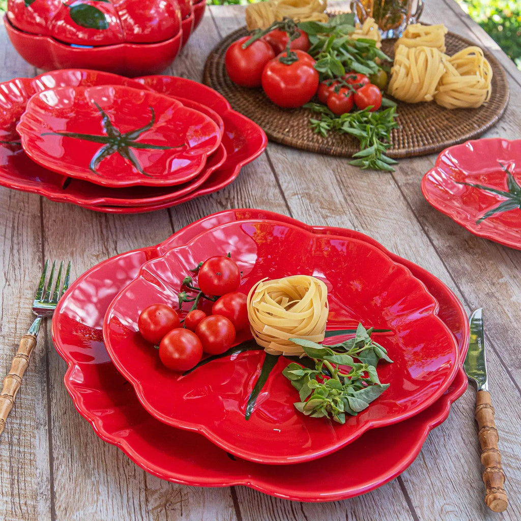 Jogo 6 Pratos Rasos Cerâmica Tomate 27cm Scalla