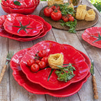 Jogo 6 Pratos Rasos Cerâmica Tomate 27cm Scalla