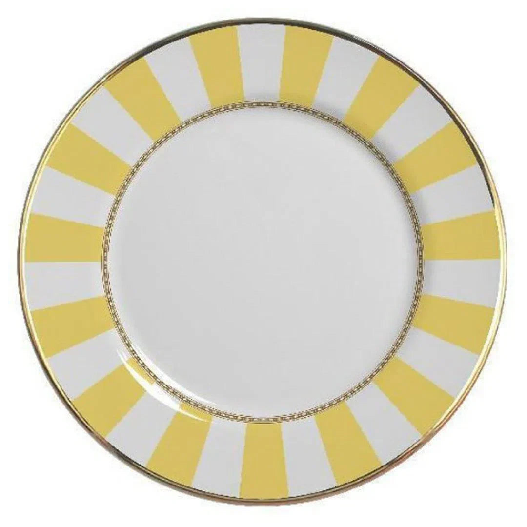 Jogo 6 Pratos Rasos Cerâmica Yellow Strip 28cm Alleanza