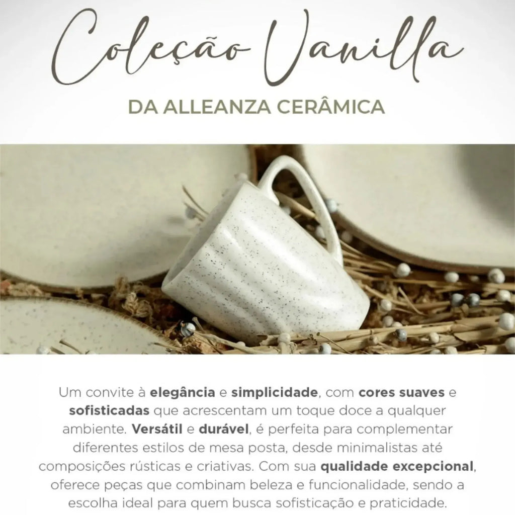 Jogo 6 Pratos Rasos Coup Cerâmica Vanilla 29cm Alleanza