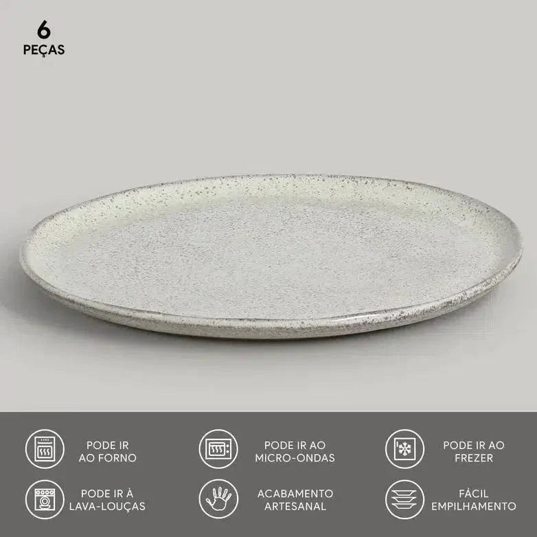 Jogo 6 Pratos Rasos Stoneware Bio Pistache 27,5cm Porto Brasil