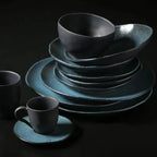 Jogo 6 Pratos Rasos Stoneware Orgânico Petroleum/Night Sky 26,5cm Porto Brasil