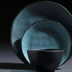 Jogo 6 Pratos Rasos Stoneware Orgânico Petroleum/Night Sky 26,5cm Porto Brasil