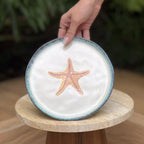 Jogo 6 Pratos Sobremesa Atlântica Cerâmica Estrela do Mar Cavalo Marinho Peixe 21cm Scalla