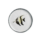 Jogo 6 Pratos Sobremesa Atlântica Cerâmica Estrela do Mar Cavalo Marinho Peixe 21cm Scalla