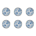 Jogo 6 Pratos Sobremesa Cerâmica Chinese Blue B Filete Ouro 21cm Alleanza
