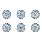 Jogo 6 Pratos Sobremesa Cerâmica Chinese Blue Filete Ouro 21cm Alleanza