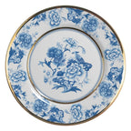 Jogo 6 Pratos Sobremesa Cerâmica Chinese Blue Filete Ouro 21cm Alleanza