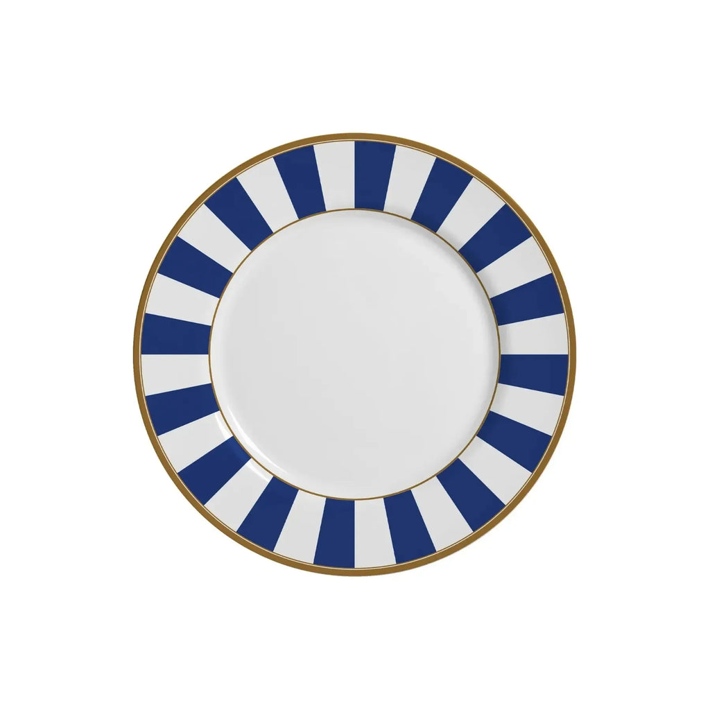 Jogo 6 Pratos Sobremesa Cerâmica Stripe Azul 21cm Alleanza