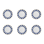 Jogo 6 Pratos Sobremesa Cerâmica Stripe Azul 21cm Alleanza